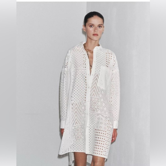 ZW collection zara embroidered eyelet dress - Picture 1 of 8